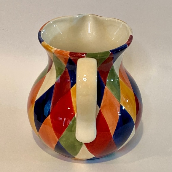 Artimino Ciao Harlequin Ball Pitcher Earthenware Diamond Pattern Large 80 oz - Picture 4 of 9